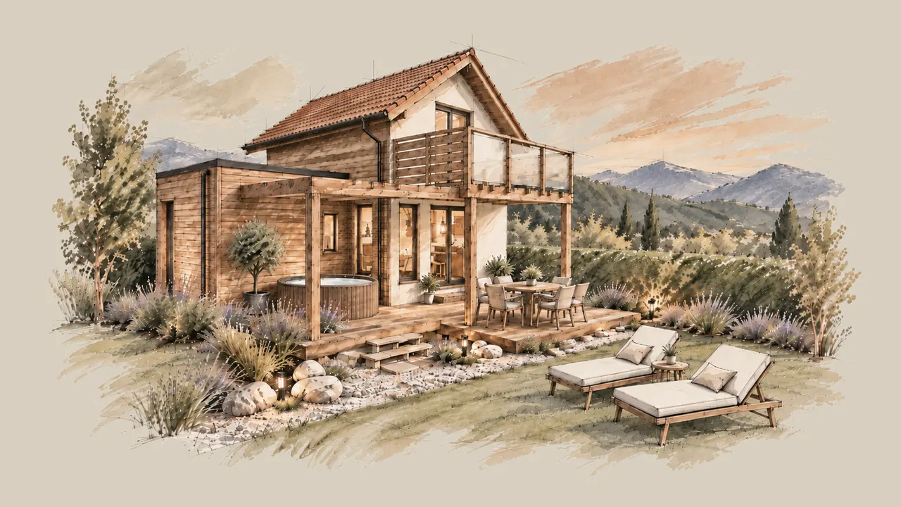 Illustration du futur refuge Mysa dans son paysage